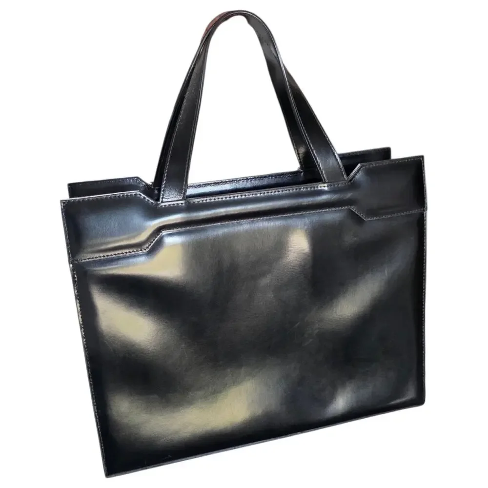 Franklin Covey Black Leather Portfolio Briefcase Shoulder Bag Work Tote 15